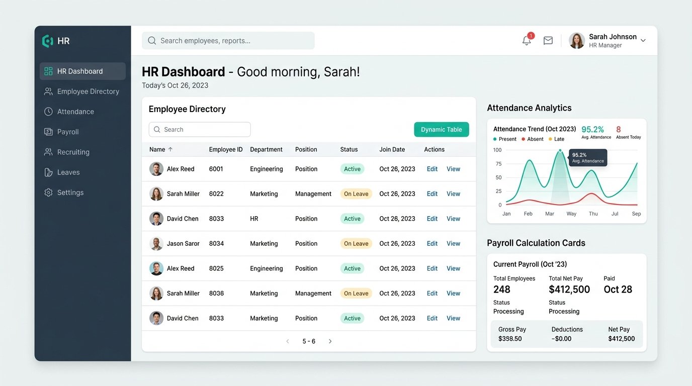 HRM Human Resource System Dashboard